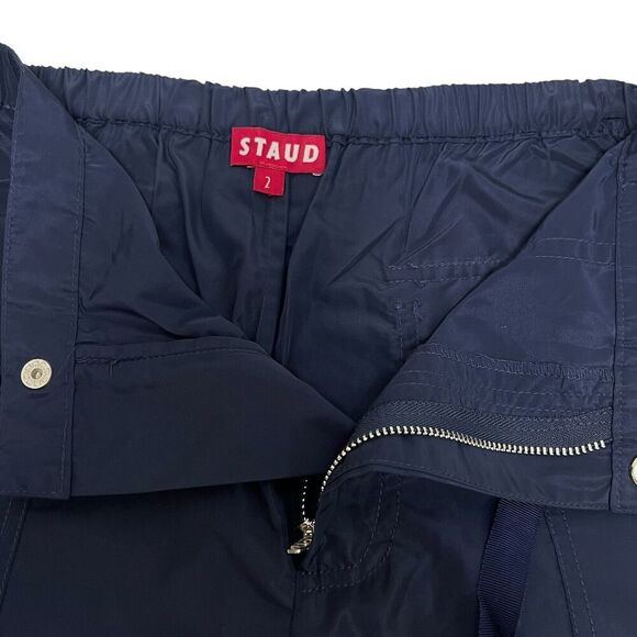 STAUD Navy Blue Camila Trousers Lounge Pants Cargo Wide Leg Loose Pockets US 2 - Picture 7 of 13